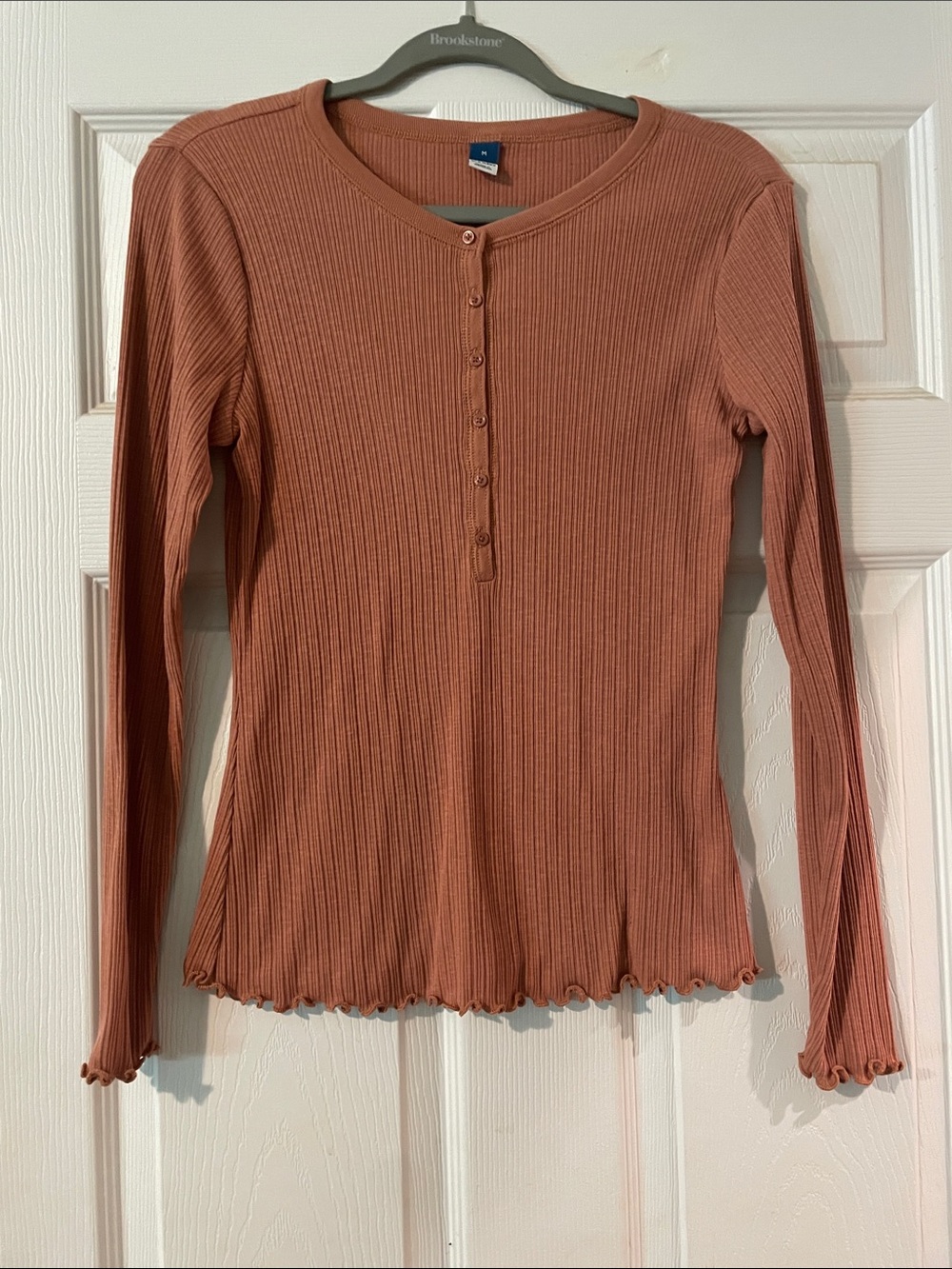 Old Navy Ribbed Henley Long-Sleeve Top - Mauve - Picture 1 of 2